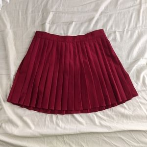 Red, Pleated Mini Skirt